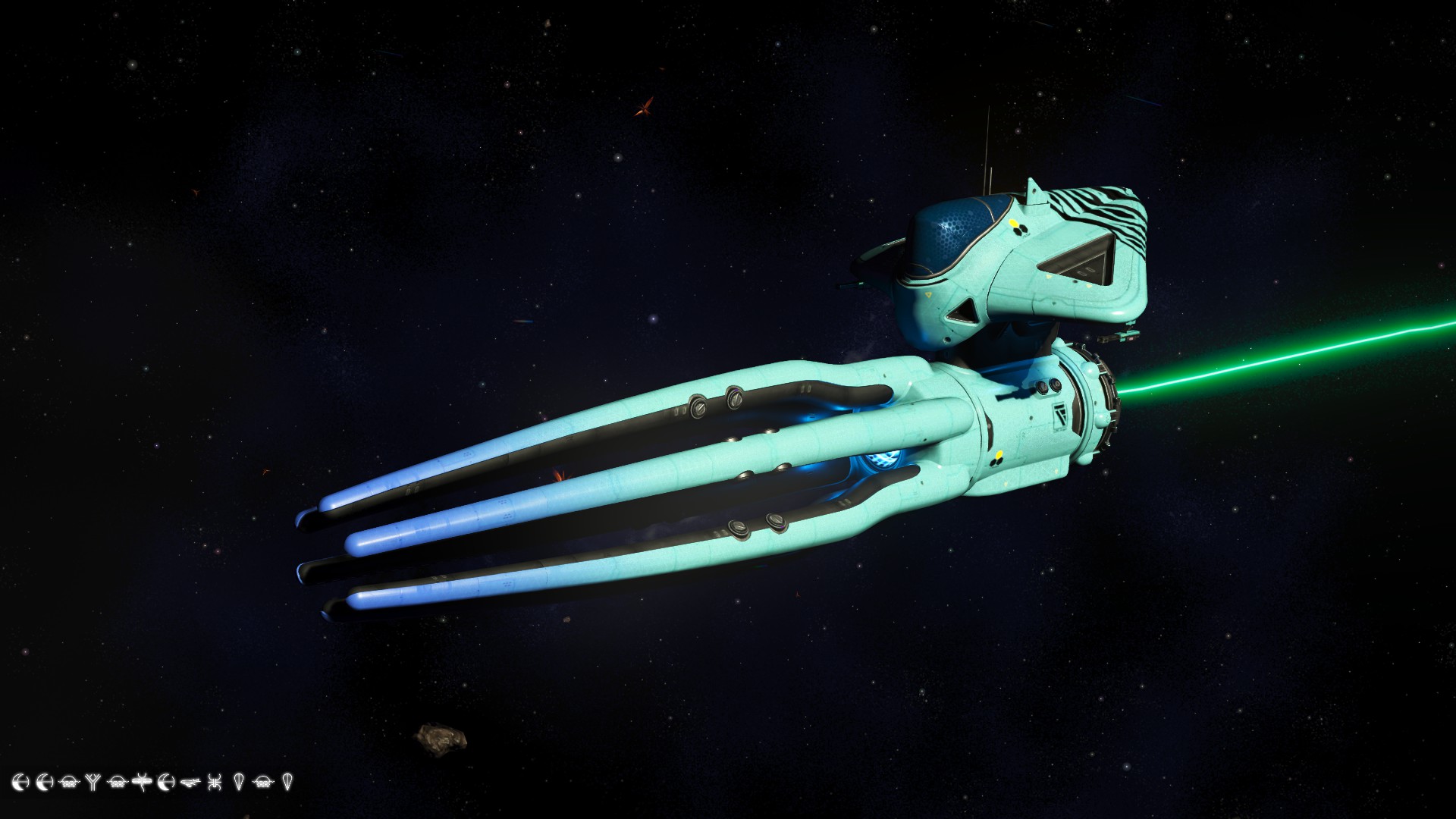 cyan squid ship in calypso galaxy